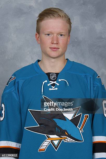 Julius Bergman of the San Jose Sharks poses for his official headshot for the 2016-17 season on September 22, 2016 at Sharks Ice in San Jose,...