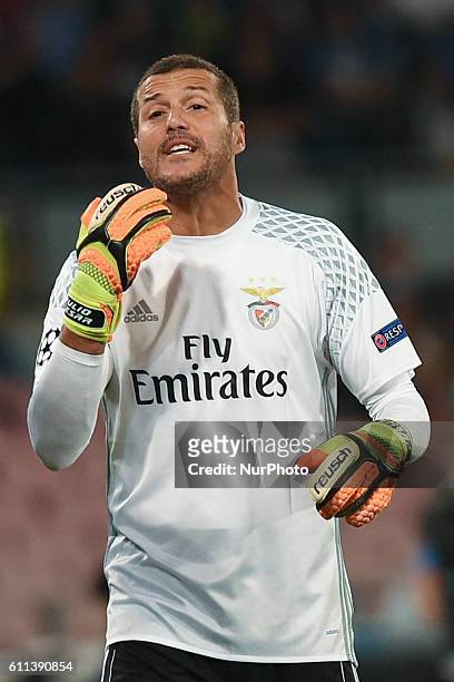 Julio Cesar of Sl Benfica during the UEFA Champions League match between SSC Napoli and Sl Benfica at Stadio San Paolo Naples Italy on 28 September...