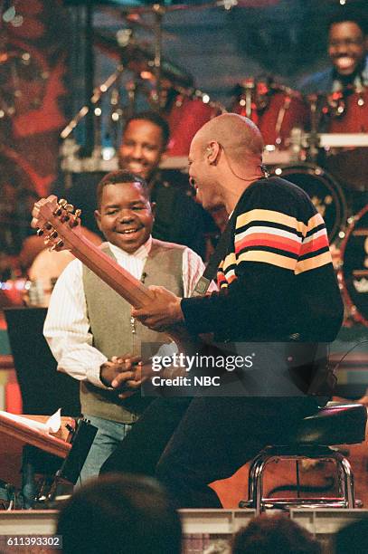Episode 1170 -- Pictured: Actor Gary Coleman and crew member Kevin Eubanks during the monologue on June 16, 1997 --