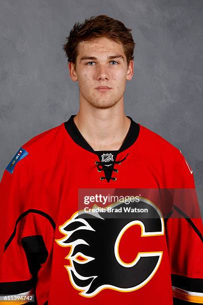 Mark Jankowski of the Calgary Flames poses for his official headshot for the 2016-2017 season on July 4, 2016 at the WinSport Winter Sport Institute...