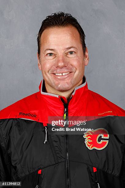 Martin Gelinas of the Calgary Flames poses for his official headshot for the 2016-2017 season on September 24, 2016 at the Scotiabank Saddledome in...