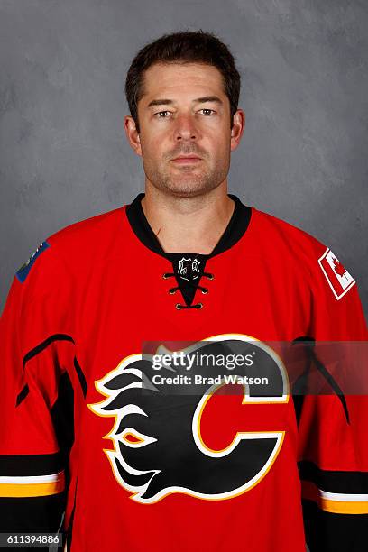 Brian Elliott of the Calgary Flames poses for his official headshot for the 2016-2017 season on September 22, 2016 at the WinSport Winter Sport...