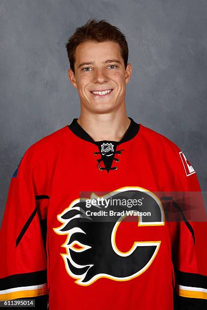 Matt Frattin of the Calgary Flames poses for his official headshot for the 2016-2017 season on September 22, 2016 at the WinSport Winter Sport...