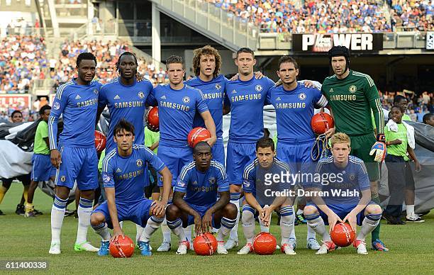 Chelsea team group Jon Obi Mikel, Romelu Lukaku, Sam Hutchinson, David Luiz, Gary Cahill, Frank Lampard, Petr Cech. Paulo Ferreira, Gael Kakuta, Eden...