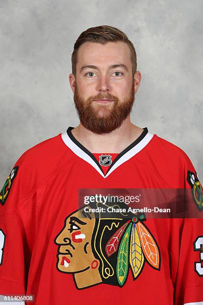 Scott Darling of the Chicago Blackhawks poses for his official headshot for the 2016-2017 season on September 21, 2016 at the United Center in...