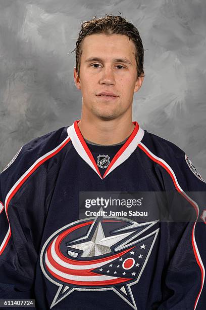 Keith Aulie of the Columbus Blue Jackets poses for his official headshot for the 2016-17 season on September 22, 2016 at Nationwide Arena in...