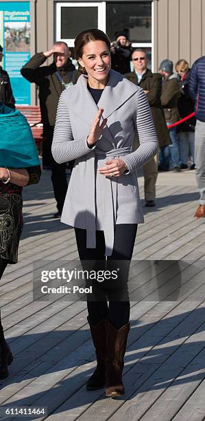 Catherine, Duchess of Cambridge attends a cultural welcome on September 28, 2016 in Carcross, Canada.