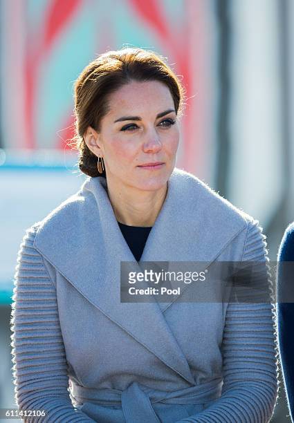 Catherine, Duchess of Cambridge attends a cultural welcome on September 28, 2016 in Carcross, Canada.