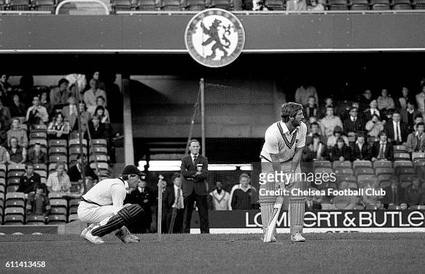 Ian Botham batting for Somerset during the Lambert & Butler cricket competition at Stamford Bridge in 1982. Ian Botham