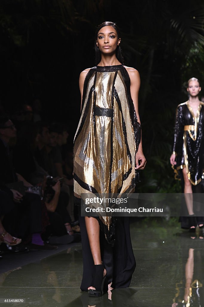 Joan Smalls walks the runway during the Balmain show as part of the ...