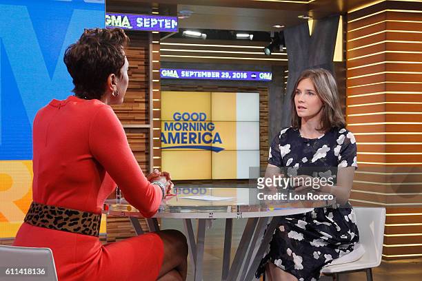 Amanda Knox is a guest on "Good Morning America," Thursday, September 29 airing on the Walt Disney Television via Getty Images Television Network....