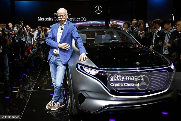 Dieter Zetsche, chief executive officer of Daimler AG poses after the presentation of a new Mercedes-Benz Generation EQ concept sport-utility vehicle...