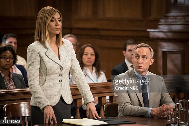 Imposter" Episode 1803 -- Pictured: Callie Thorne as Counselor Katherine Drexler, Wallace Langham as Tom Metcalf --