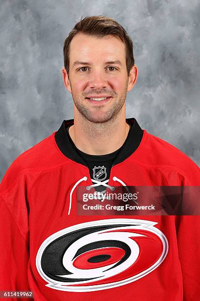 Cam Ward of the Carolina Hurricanes poses for his official headshot for the 2016-2017 season on September 22, 2016 at Carolina Family Practice and...