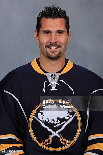 Brian Gionta of the Buffalo Sabres poses for his official headshot of the 2016-2017 season on September 22, 2016 at the KeyBank Center in Buffalo,...