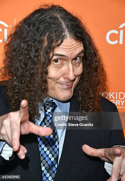 Singer Weird Al arrives at the Los Angeles' No Kid Hungry Dinner on September 28, 2016 in Los Angeles, California.
