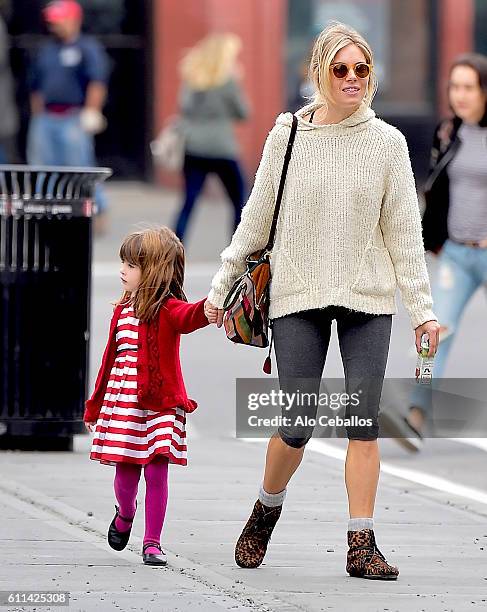 Sienna Miller,Marlowe Ottoline Layng Sturridge are seen in the West Village on September 29, 2016 in New York City.