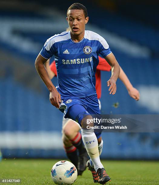 Lewis Baker of Chelsea Youth during a FA Youth Cup Semi Final 2nd Leg match between Chelsea Youth and Manchester United Youth at Stamford Bridge on...