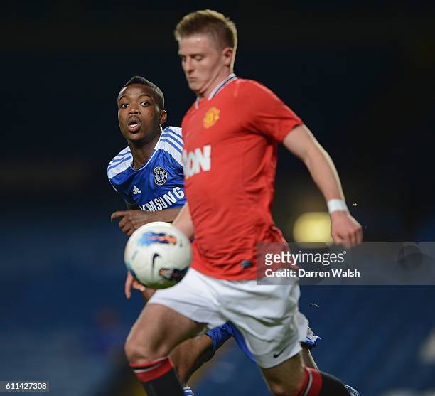 Nathaniel Chalobah of Chelsea Youth during a FA Youth Cup Semi Final 2nd Leg match between Chelsea Youth and Manchester United Youth at Stamford...