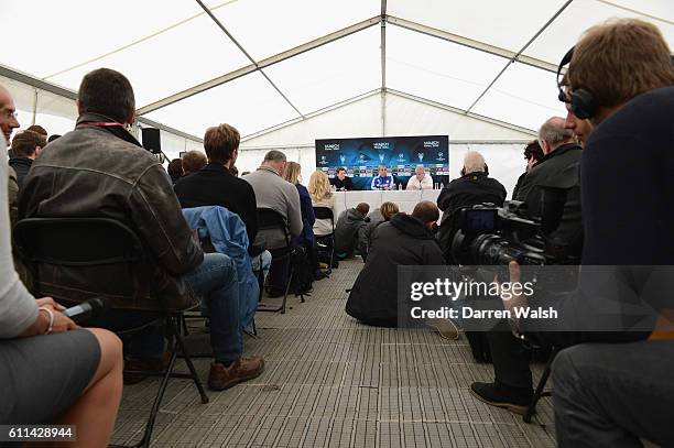 Steve Atkins, Roberto Di Matteo of Chelsea during a press conference at the Cobham training ground on May 15, 2012 in Cobham, England.