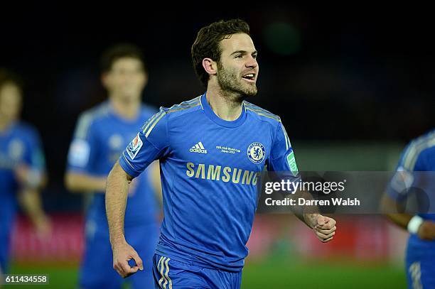 Chelsea's Juan Mata celebrates scoring his teams first goal of the game