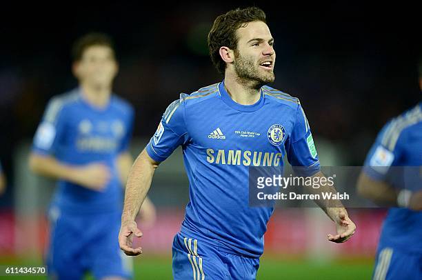Chelsea's Juan Mata celebrates scoring his teams first goal of the game