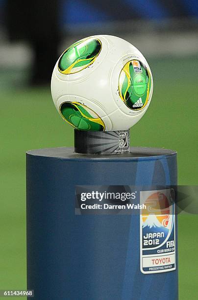 Matchday ball on a podium before kick-off