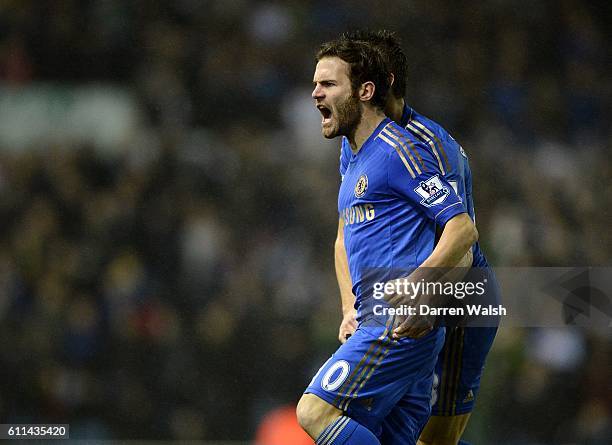 Chelsea's Juan Mata celebrates scoring his side's first goal of the game