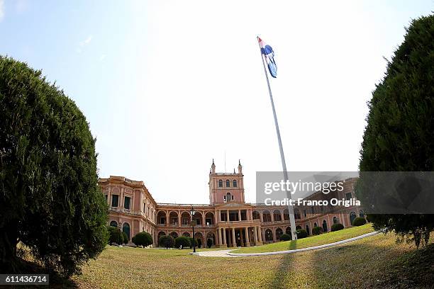 View of the Edificio del Congreso Nacional de Paraguay on September 29, 2016 in Asuncion, Paraguay. Asuncion is one of the oldest cities in South...