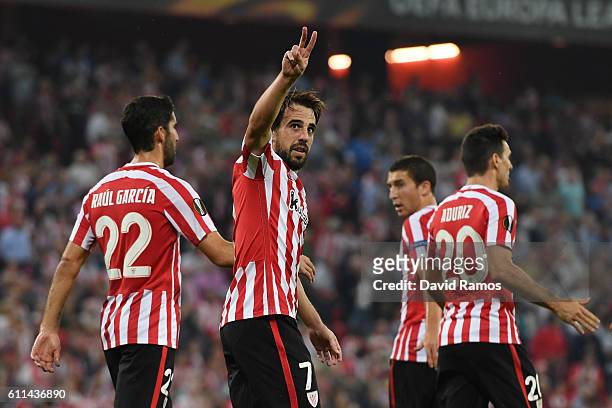 Benat of Athletic Bilbao celebrates after scoring the opening goal during the UEFA Europa League group F match between Athletic Club and SK Rapid...