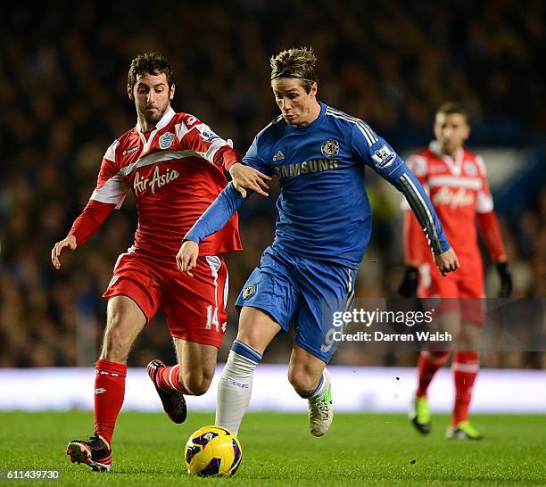 Chelsea's Fernando Torres and Queens Park Rangers' Esteban Granero battle for the ball