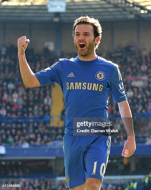 Chelsea's Juan Mata celebrates scoring his side's first goal of the game