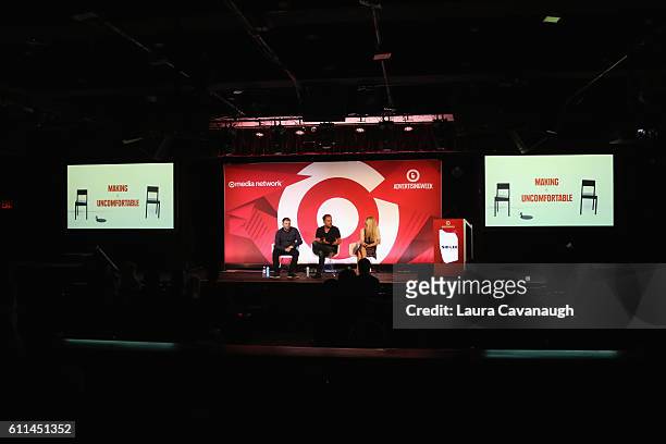 Dan Brooks, Philippe Meunier and Minda Smiley speak onstage at the Why Passion Projects Matter panel at B.B. King during 2016 Advertising Week New...