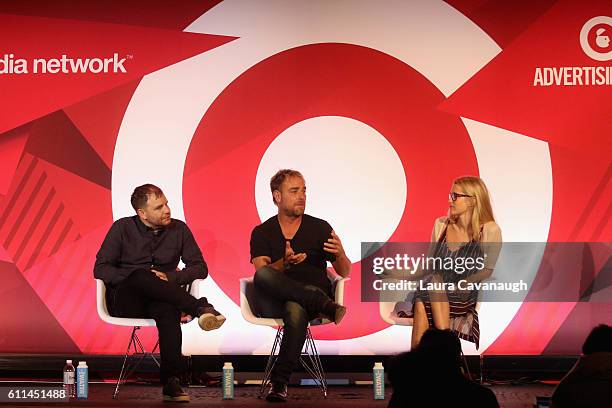 Dan Brooks, Philippe Meunier and Minda Smiley speak onstage at the Why Passion Projects Matter panel at B.B. King during 2016 Advertising Week New...