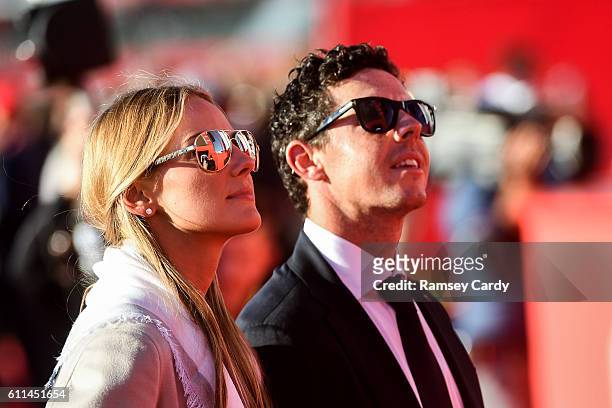Minnesota , United States - 29 September 2016; Rory McIlroy of Europe with his fiancée Erica Stoll during the opening ceremony ahead of The 2016...