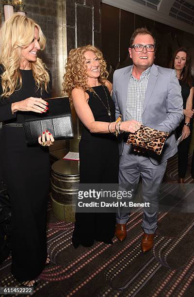 Melissa Odabash, Kelly Hoppen and Alan Carr attend the Future Dreams 'Fight Night' Boxing Ball charity fundraiser at Park Lane Hotel on September 29,...