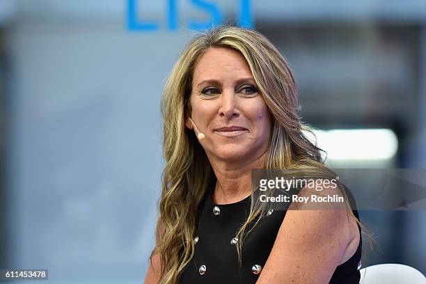 The Female Quotient and Creator of The Girls Lounge Shelley Zalis speaks at the Brand U Event at Nasdaq MarketSite during 2016 Advertising Week New...