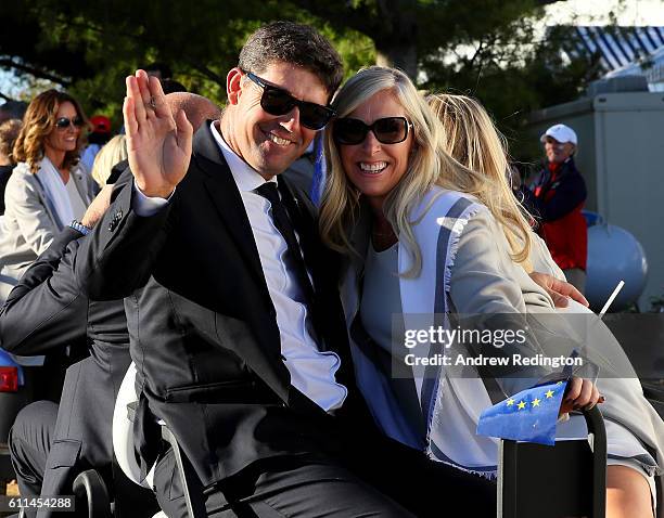 Vice-captain Padraig Harrington of Europe and Caroline Harrington attend the 2016 Ryder Cup Opening Ceremony at Hazeltine National Golf Club on...