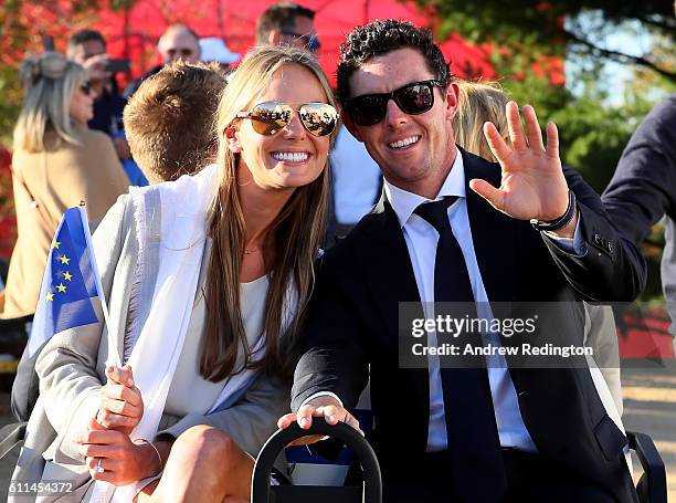 Erica Stoll and Rory McIlroy of Europe attend the 2016 Ryder Cup Opening Ceremony at Hazeltine National Golf Club on September 29, 2016 in Chaska,...