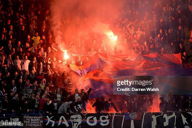 General view as Basel fans show their support in the stands