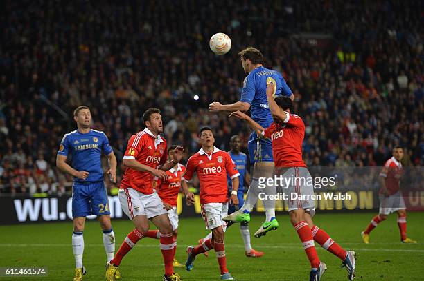 Chelsea's Branislav Ivanovic scores his goal during a UEFA Europa League Final match between FC Benfica and Chelsea at the Amsterdam Arena on 15th...