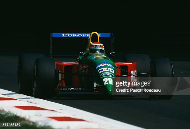 Nelson Piquet of Brazil drives the Benetton Formula Benetton B190 Ford V8 during practice for the Italian Grand Prix on 8 September 1990 at the...