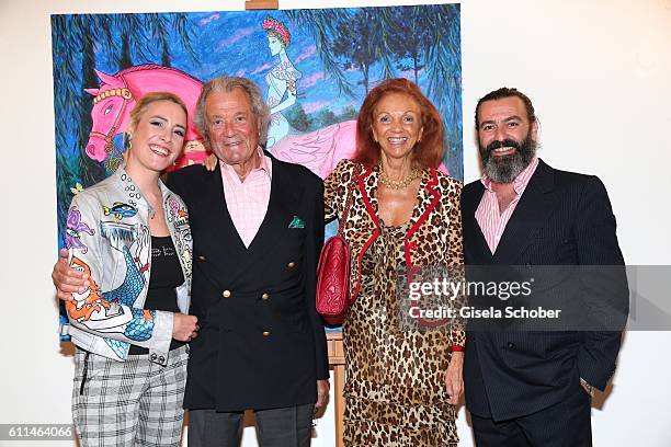 Artist Mauro Bergonzoli and his partner Franziska Fugger-Babenhausen , Toni Meggle and his wife Marina Meggle during the 'Bergonzoli in Bavaria'...