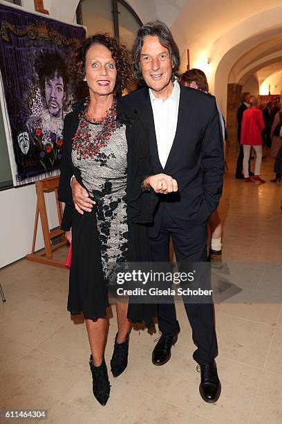 Hans-Wilhelm Mueller-Wohlfahrt and his wife Karin Mueller-Wohlfahrt, Karen Lakar, during the 'Bergonzoli in Bavaria' exhibition opening at...