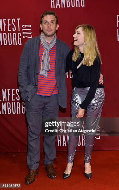 Sebastian Bezzel and Johanna-Christine Gehlen attend the premiere of 'Amerikanisches Idyll' during the opening night of Hamburg Film Festival 2016 on...