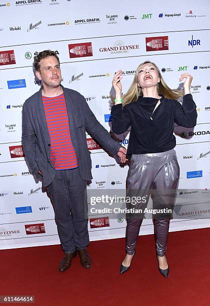 Sebastian Bezzel and Johanna-Christine Gehlen attend the premiere of 'Amerikanisches Idyll' during the opening night of Hamburg Film Festival 2016 on...