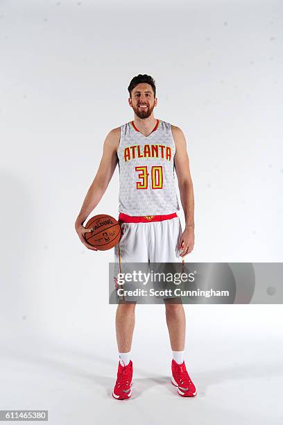 Ryan Kelly of the Atlanta Hawks poses for a portrait during the 2016-2017 Atlanta Hawks Media Day on September 26, 2016 at The W Hotel in Atlanta,...