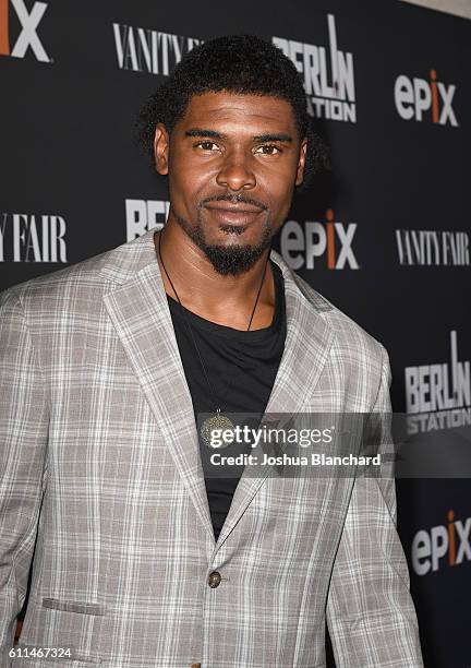 Football player Ramses Barden attends EPIX "Berlin Station" LA premiere at Milk Studios on September 29, 2016 in Los Angeles, California.