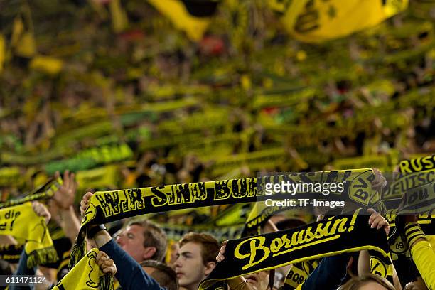 Dortmund, Germany , 1.Bundesliga 5. Spieltag, BV Borussia Dortmund - SC Freiburg, 3:1, BVB Fans, Schal, Schals, scarf, scarfs