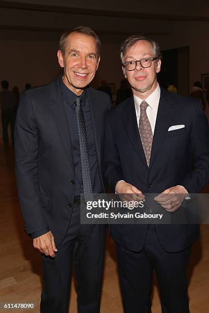 Jeff Koons and Olivier Berggruen attend Berggruen Klee Met Reception & Carlyle Dinner at The Met Breuer on September 29, 2016 in New York City.